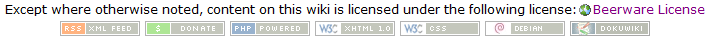 Dokuwiki showing the BeerWare License
